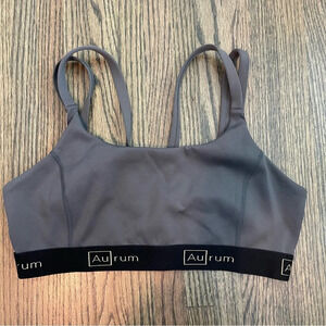 Aurum gray black strappy unlined sports bra size medium